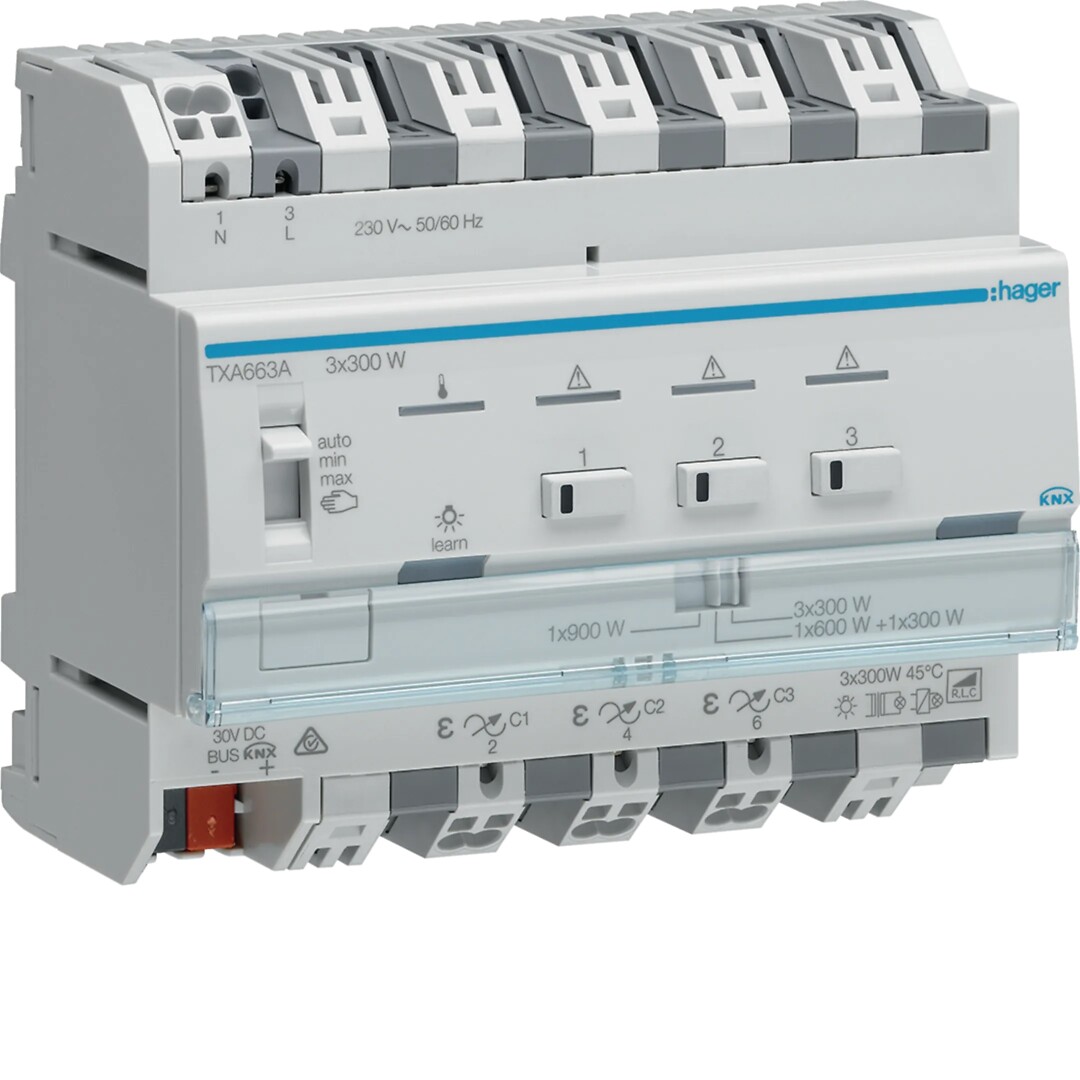 Yleisvalonsäädin 3-kanavainen KNX easy, 3x300W, ESL/LED