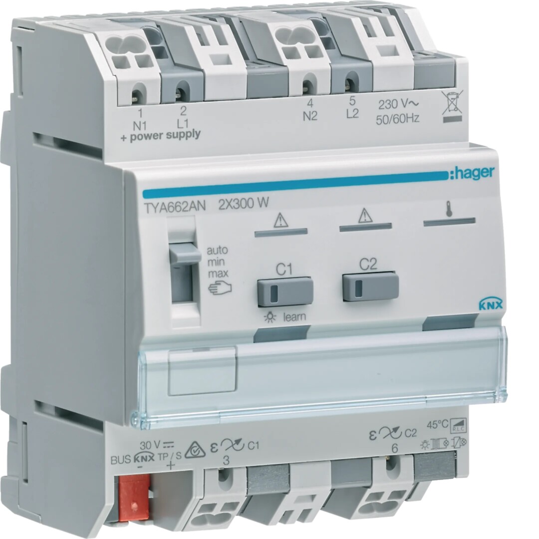 Yleisvalonsäädin 2-kanavainen KNX, 1x300W, ESL/LED