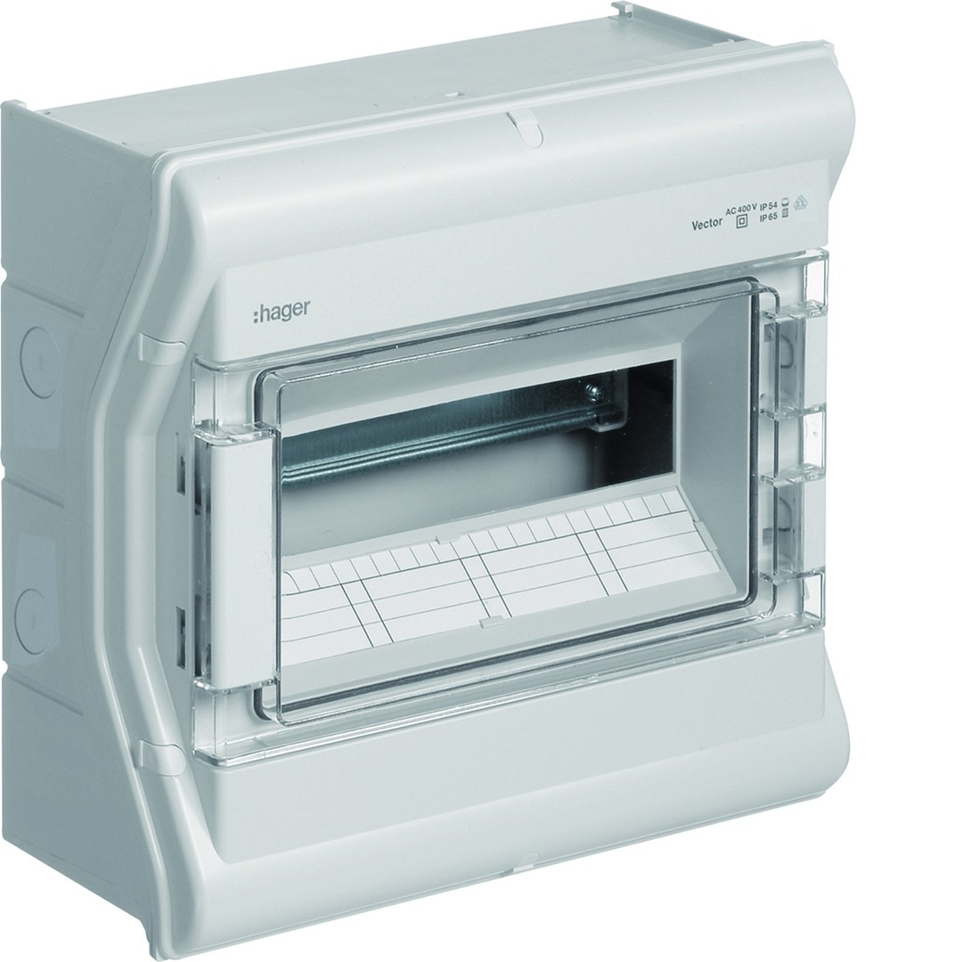 Moduulikotelo pinta-asennus Vector 1×12 moduulia PC-UV IP54, metr. läpil.aih.