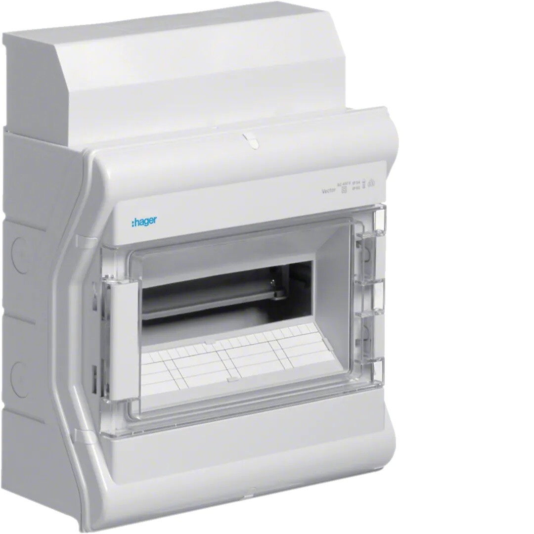 Moduulikotelo pinta-asennus Vector 1×12 moduulia PS/PC IP54, multil./kaapelisuoj.