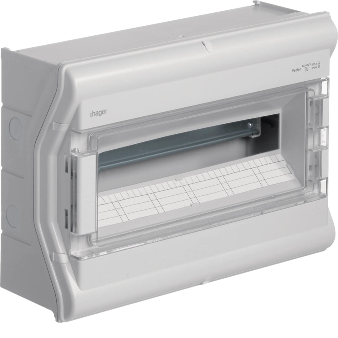 Moduulikotelo pinta-asennus Vector 1×18 moduulia PC-UV IP54, metr. läpil.aih.
