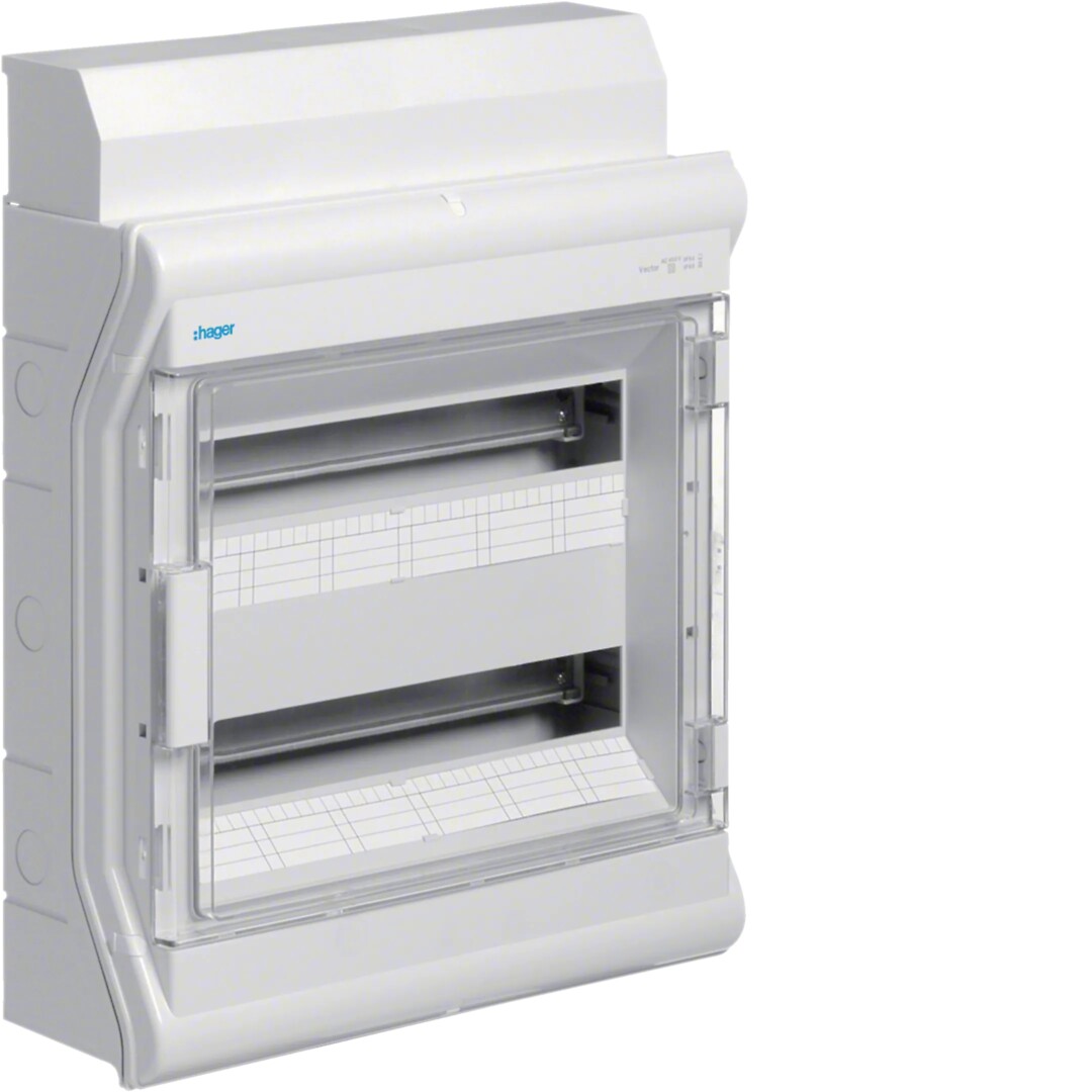 Moduulikotelo pinta-asennus Vector 2×18 moduulia PS/PC IP54, multil./kaapelisuoj.