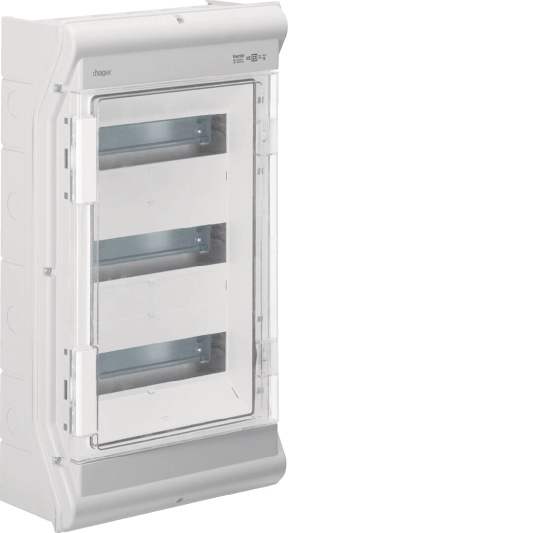 Moduulikotelo pinta-asennus Vector 3×12 moduulia PC-UV IP54, metr. läpil.aih.