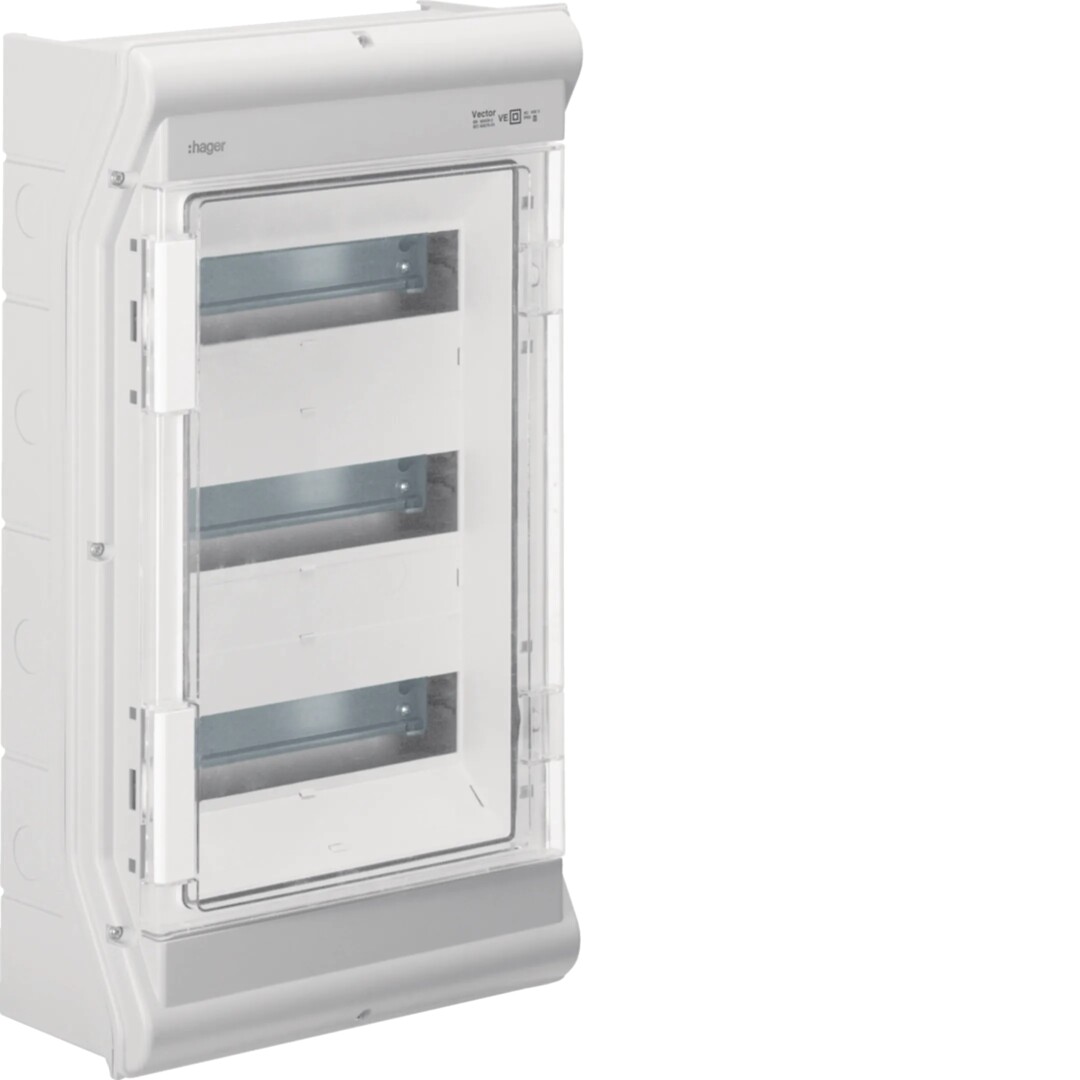 Moduulikotelo pinta-asennus Vector 3×12 moduulia PC-UV IP54, umpilaipoin