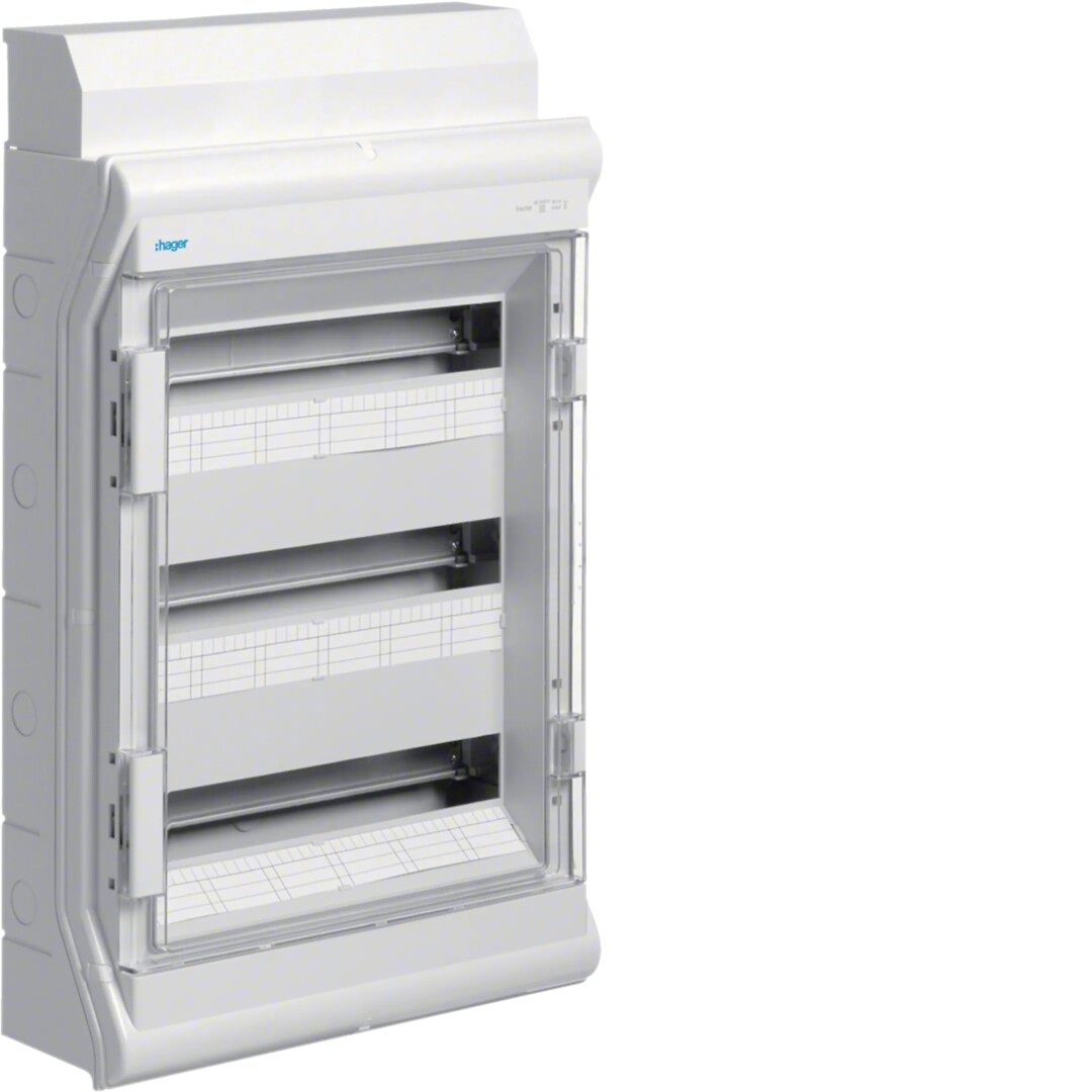 Moduulikotelo pinta-asennus Vector 3×18 moduulia PS/PC IP54, multil./kaapelisuoj.
