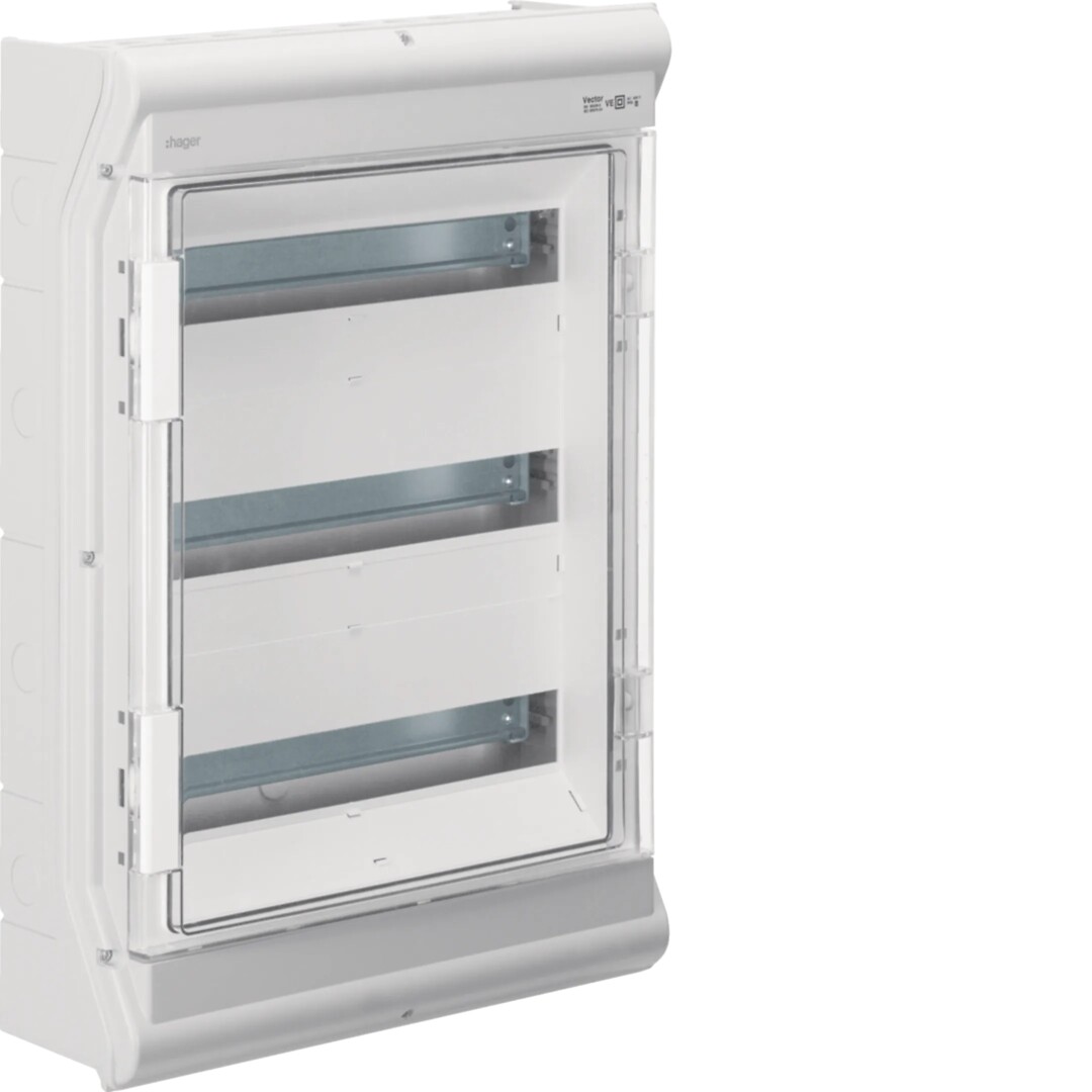 Moduulikotelo pinta-asennus Vector 3×18 moduulia PC-UV IP54, metr. läpil.aih.