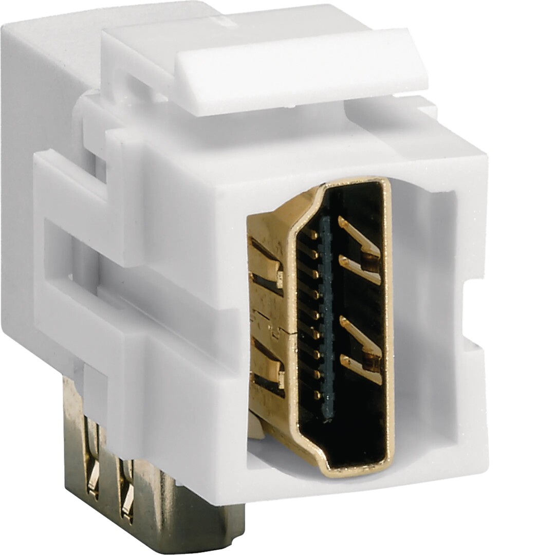 HDMI-jatkoliitin 90° kulmalla HDMI-välikaapelien ketjutukseen ristikytkentään