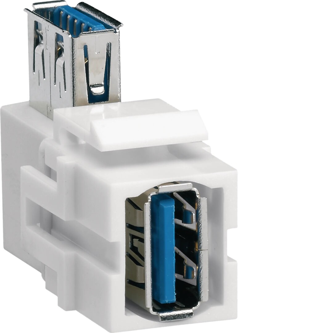 USB-jatkoliitin versio 3.0, 90° kulmalla Keystone-mitoitus liitinsovitteisiin