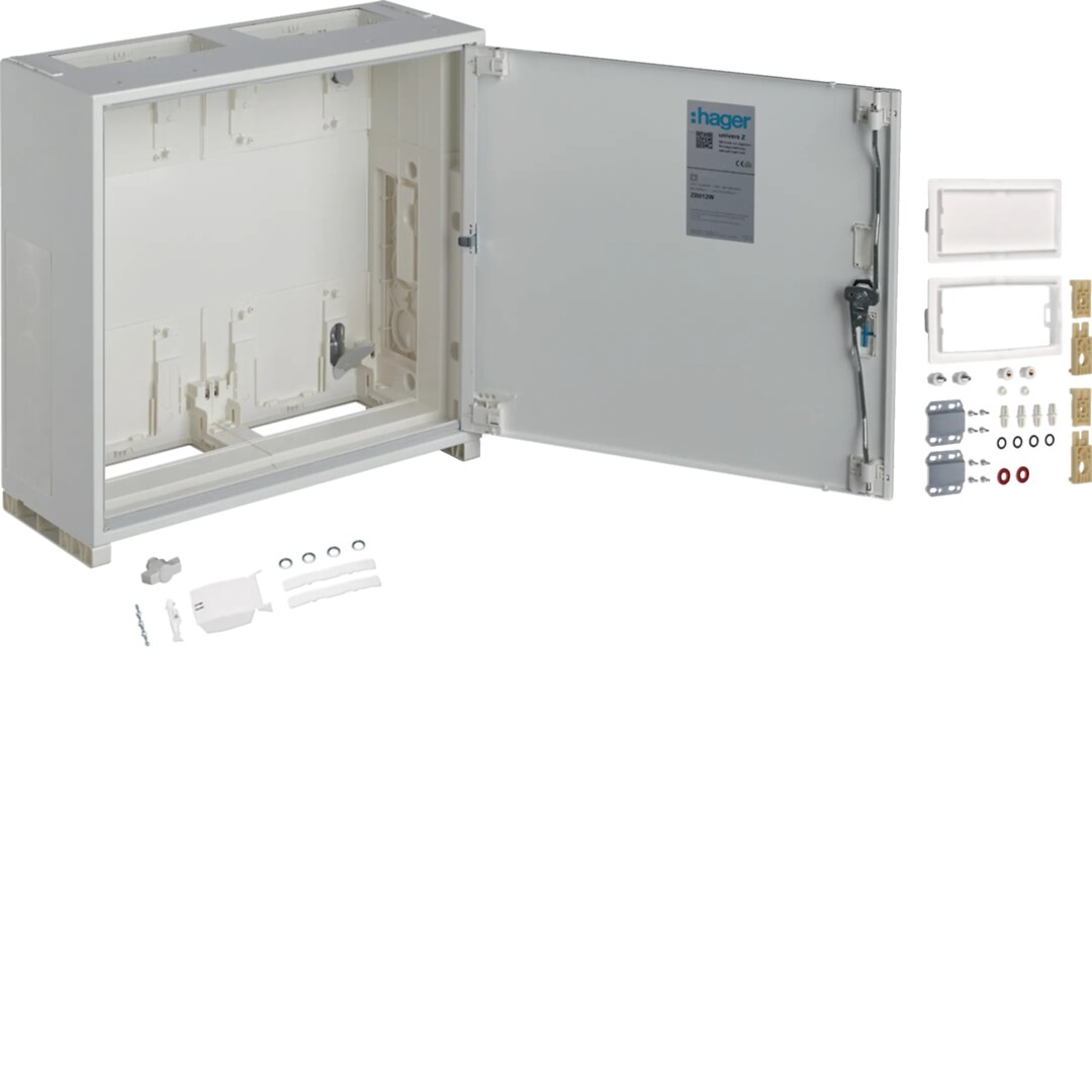 Jalustekotelo, universZ, 500x550x205mm, luokka II, IP54, 72 moduulia