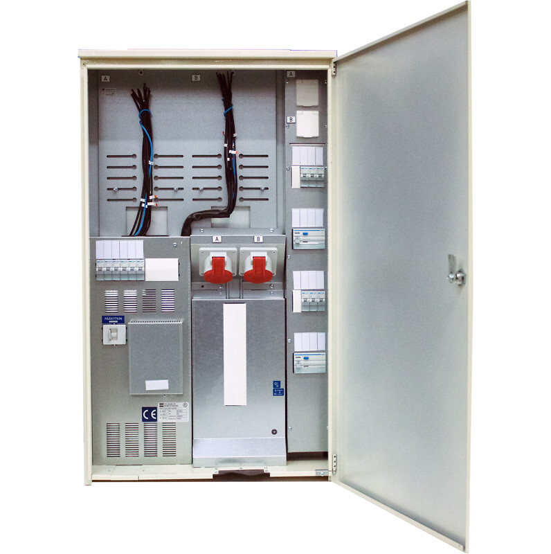 Mittauskeskus IP34 pinta In=80A, 2T, 2xM2 (32A), 2xVVSK, PR, paritalo