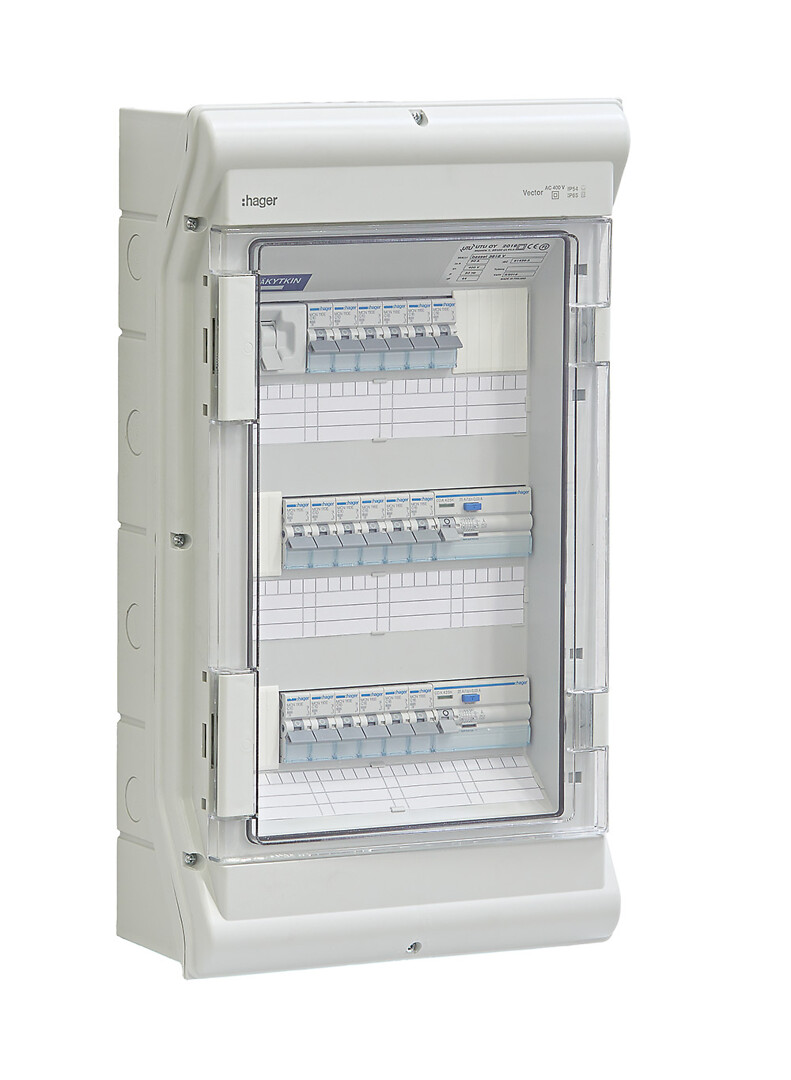 Ryhmäkeskus IP44 pinta In=50A, JSK 9xC10A+9xC16A, 2xVVSK