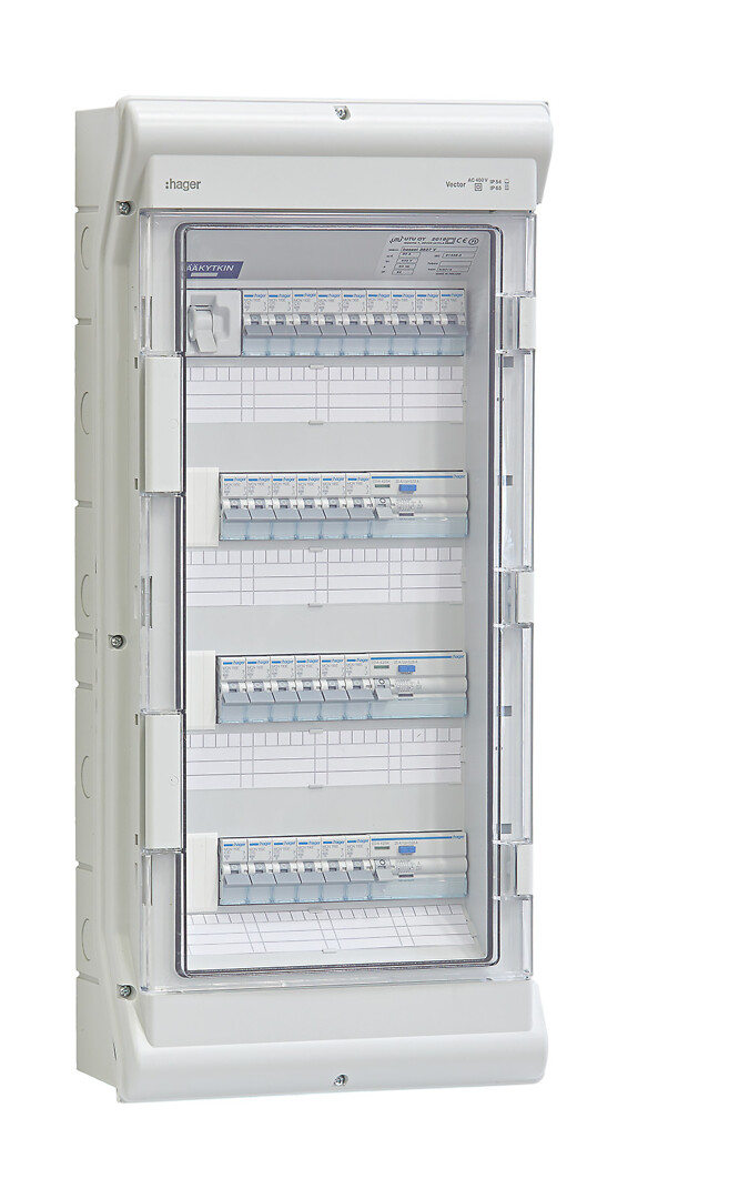 Ryhmäkeskus IP44 pinta In=50A, JSK 12xC10A+15xC16A, 3xVVSK